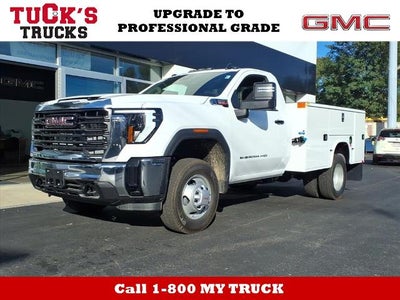 2025 GMC Sierra 3500 HD Chassis Cab 4WD Pro Regular Cab with Duramax with Knapheide Service Body,, Convenience, Roof Marker Lamps, Upfitter Switch Kit, Front Recovery Hooks, and Snow Plow Prep