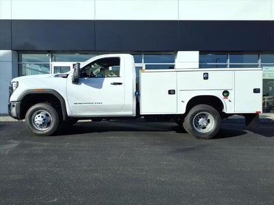 2025 GMC Sierra 3500 HD Chassis Cab 4WD Pro Regular Cab with Duramax with Knapheide Service Body,, Convenience, Roof Marker Lamps, Upfitter Switch Kit, Front Recovery Hooks, and Snow Plow Prep
