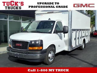 2025 GMC Savana Cutaway 4500 RWD 4500 177" Wheelbase with Dejana Cube Box, Dual Rear Wheels, Theft Deterrent, Power Convenience, Convenience, Chrome Appearance, and Rear Vision Camera