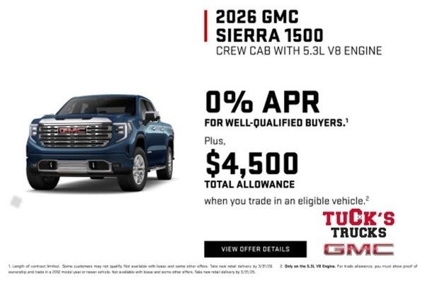 Sierra 1500 0% APR plus allowance
