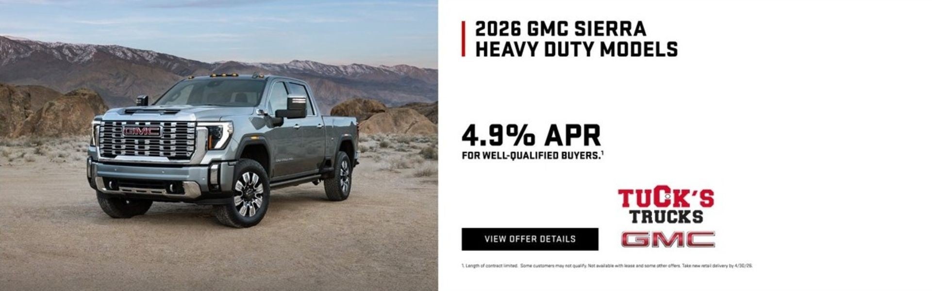 4.9% APR Financing on 2026 Sierra HD